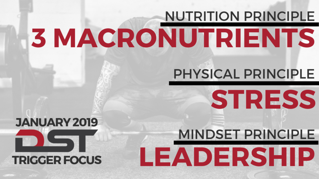 January Trigger Focus Principles Leadership, 3 macronutrients, stress